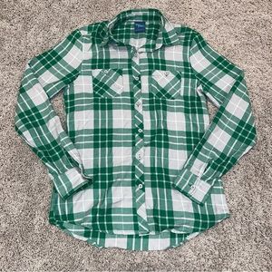 Harry Potter Plaid Flannel Shirt Women’s S Button Up Long Sleeve Slytherin House